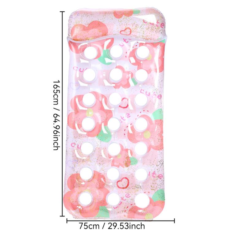 Inflatable Thickened Floating Bed Water Air Lounger — Sequin Lime Blossom Holes
