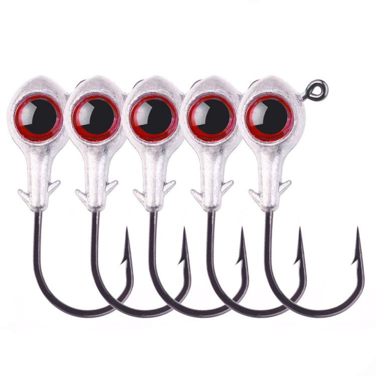 HENGJIA JI042 5pcs /Pack Jig Head Hook Saltwater Reinforced Sharp Point Fishing Hook — 2.5g