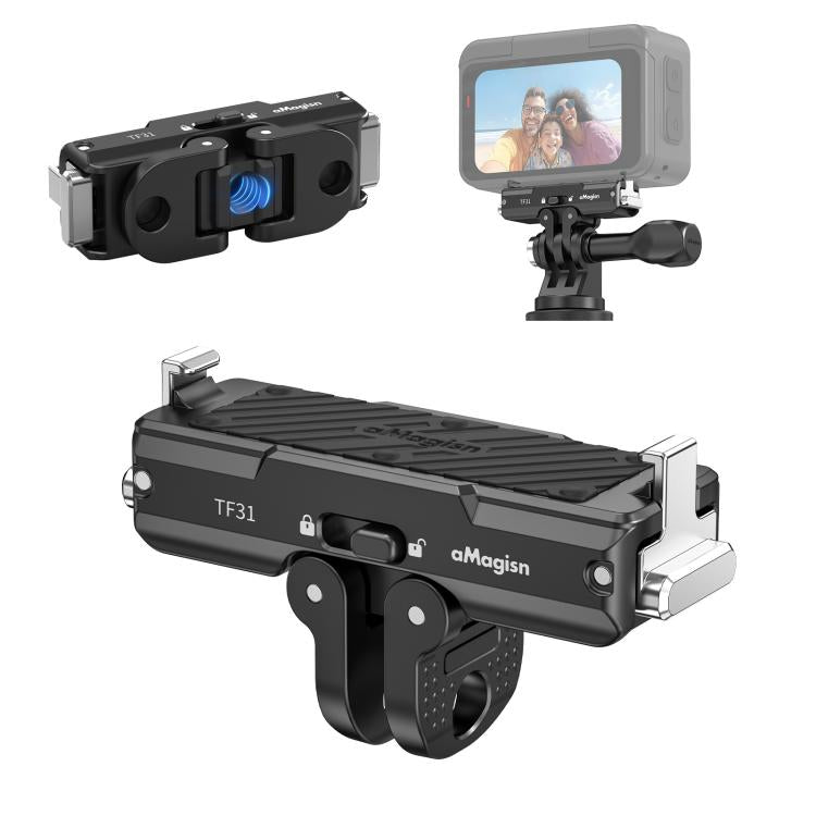 aMagisn Metal Magnetic Quick Release Mount 2.0 Lockable Adapter, For Insta360 GO Ultra