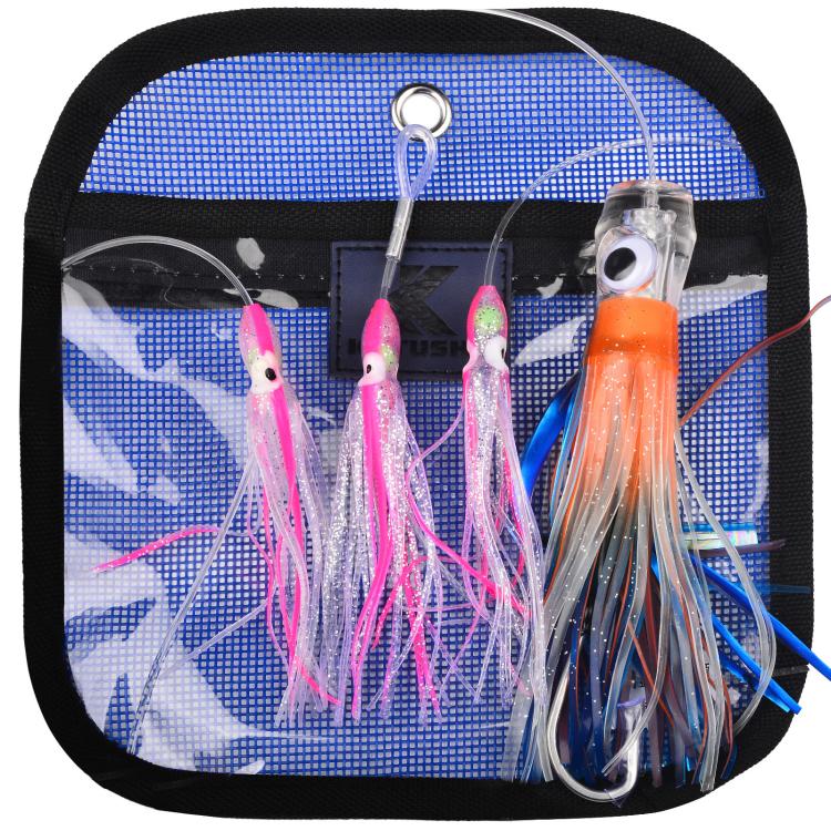 Octopus Squid Soft Lures Daisy Chain with Lead Head Trolling Lures Fishing Rig Offshore Saltwater Fishing Skirt Baits — A