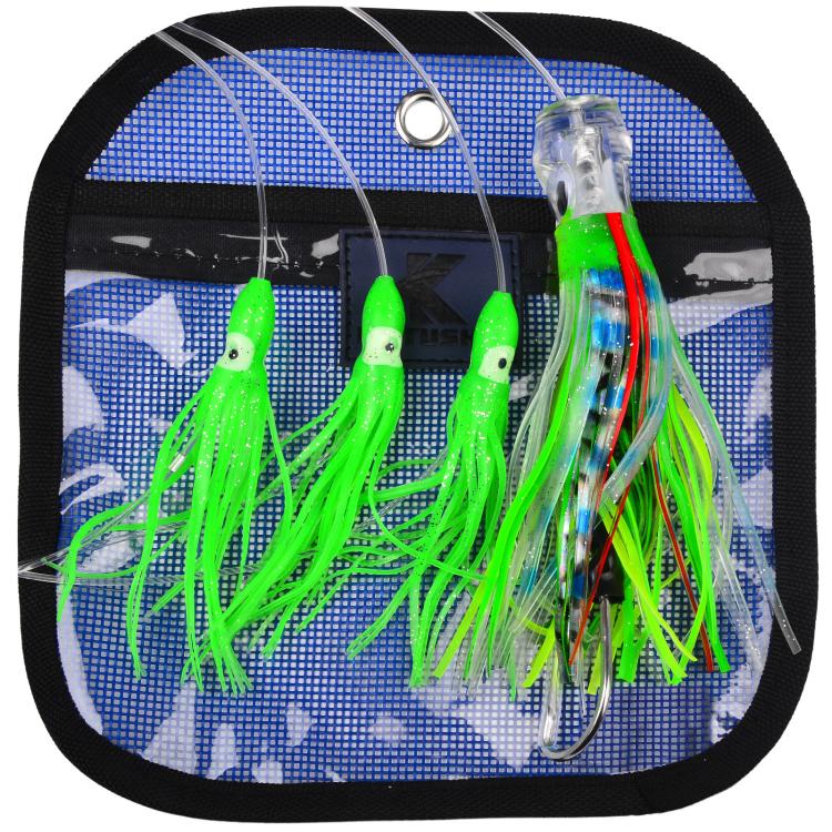 Octopus Squid Soft Lures Daisy Chain with Lead Head Trolling Lures Fishing Rig Offshore Saltwater Fishing Skirt Baits — E