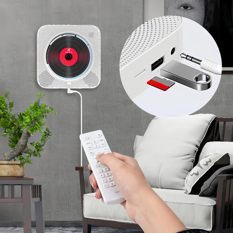 KUSTRON Home Wall-Mounted CD Player Bluetooth Speaker Music Player With Cover