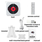 KUSTRON Home Wall-Mounted CD Player Bluetooth Speaker Music Player With Cover