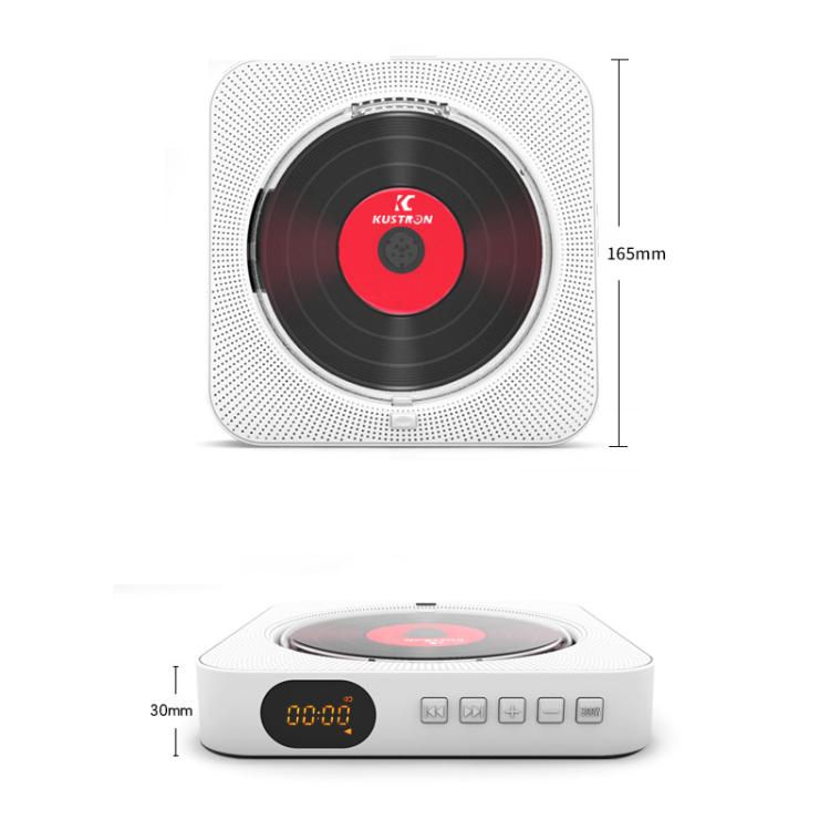 KUSTRON Home Wall-Mounted CD Player Bluetooth Speaker Music Player With Cover