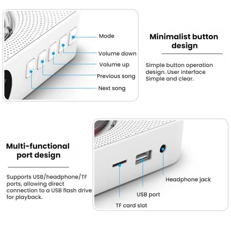 KUSTRON Home Wall-Mounted CD Player Bluetooth Speaker Music Player With Cover