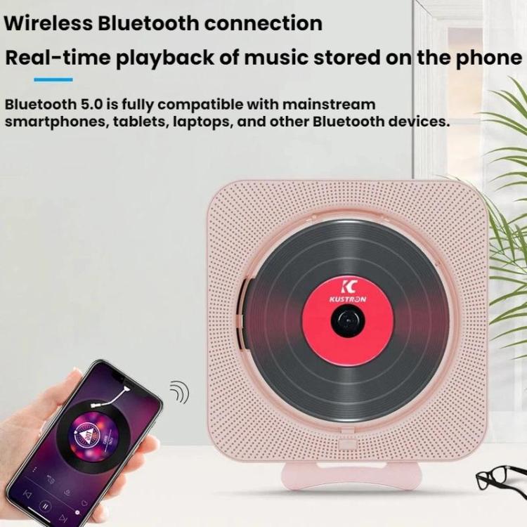 KUSTRON Home Wall-Mounted CD Player Bluetooth Speaker Music Player With Cover