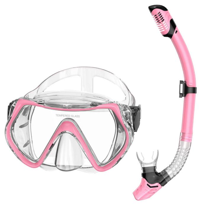 Snorkel Set for Adults 180-degree Panoramic View Diving Mask with Anti-Fog Lens Snorkeling Gear for Scuba Diving, Swimming — Black Blue