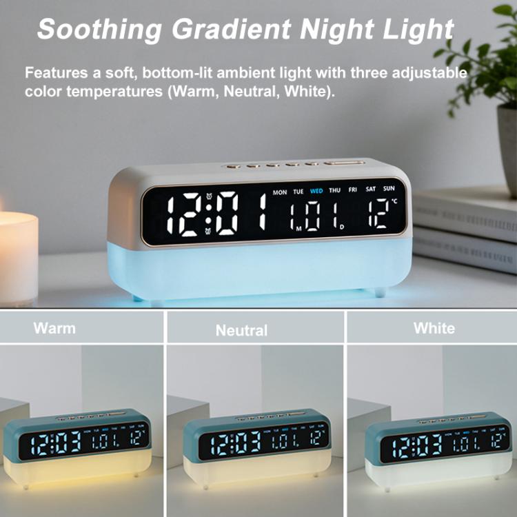 Multi-Function Digital Alarm Clock With Dimmable Night Light, Date/Weekday/Temperature, Dual Alarms, Timer Function, USB Charging Port — view 9