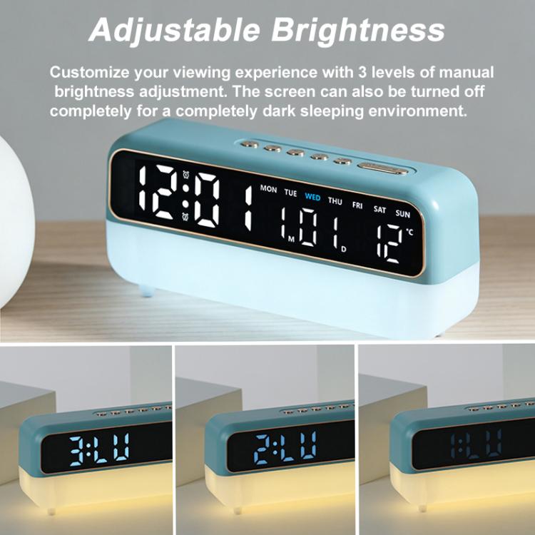 Multi-Function Digital Alarm Clock With Dimmable Night Light, Date/Weekday/Temperature, Dual Alarms, Timer Function, USB Charging Port — view 10
