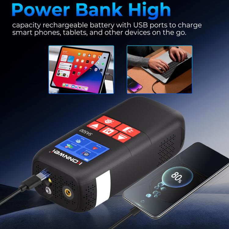 KONNWEI SA500 2.4 Inch Color Screen Portable Car Tire Inflator Car Emergency Jump Starter — view 4