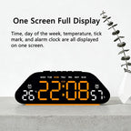 Digital Alarm Clock With Large LED Display 3 Brightness Levels, Auto-Dimming, Atmosphere Night Light & Timer — 6689 White Shell Orange Light