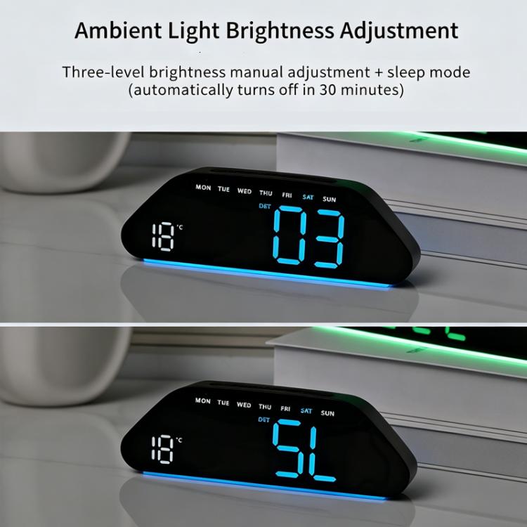 Digital Alarm Clock With Large LED Display 3 Brightness Levels, Auto-Dimming, Atmosphere Night Light & Timer — view 19