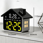 House-Shaped Digital Alarm Clock with Night Light Dual Alarms & Timer Function, 4-Level Brightness — GH9033 White+White Light