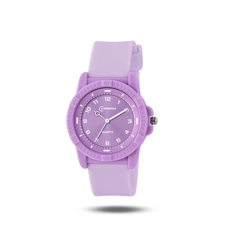 MINGRUI Quartz Watch for Boys Girls Students 30M Waterproof Minimalist Analog Wrist Watch with Soft Silicone Strap — Light Pink