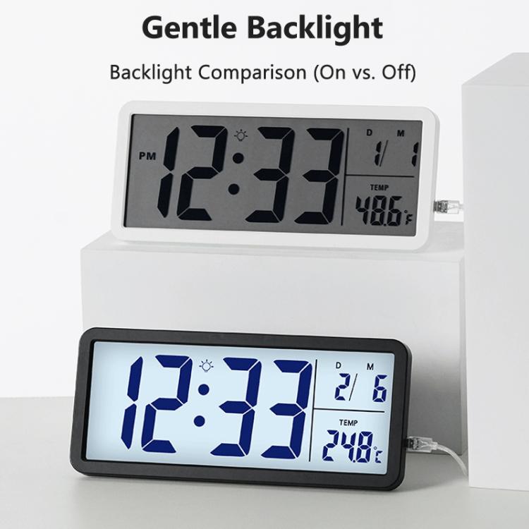 10-Inch LCD Display Desktop Electric Clock with Backlight Large Digital Wall Clock Indoor Thermometer — view 5