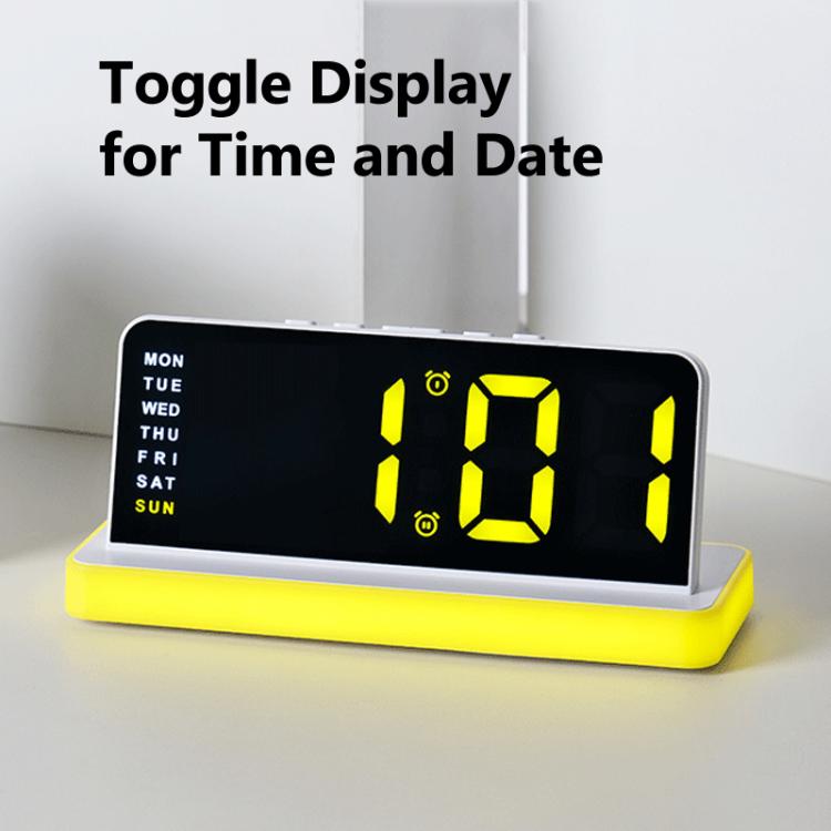 Large Display LED Digital Alarm Clock Mirror Desktop Clock with Atmosphere Night Light, Adjustable Brightness — view 8