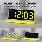Large Display LED Digital Alarm Clock Mirror Desktop Clock with Atmosphere Night Light, Adjustable Brightness — view 10
