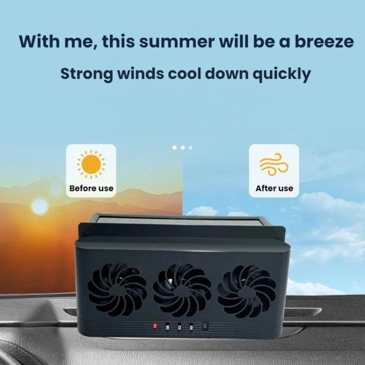 3 In 1 Solar-Powered Vehicle-Mounted Ventilation Cooling Circulating Exhaust Fan — view 5