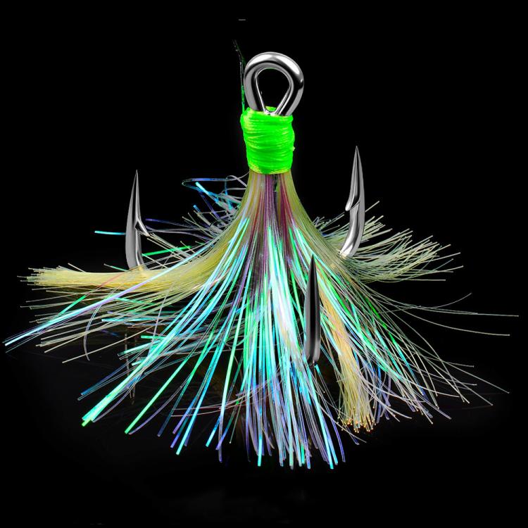 PROBEROS 10pcs /Box Dressed Treble Hooks with Feathers and Flash Ultra-Sharp High Carbon Steel Replacement Hooks