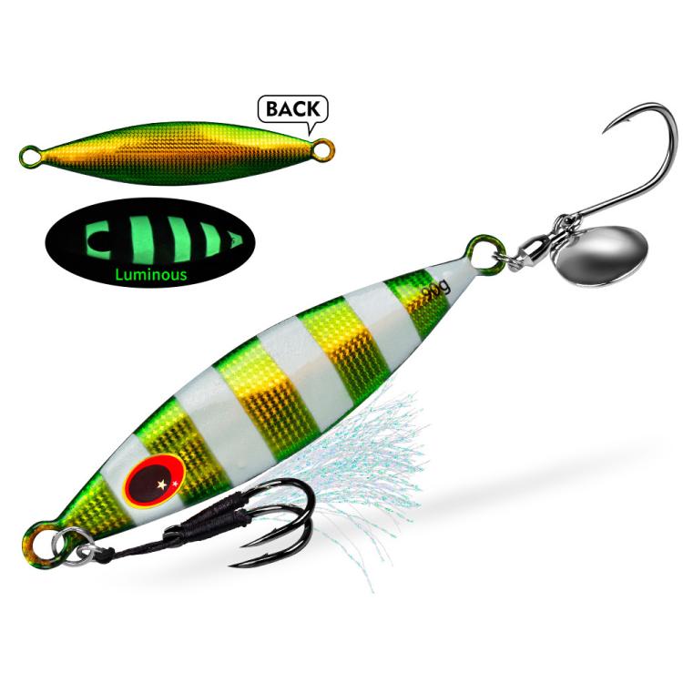 PROBEROS LF179 Metal Jigging Lures with Spinner Blade Glow in the Dark Saltwater Fishing Jigs — Color A