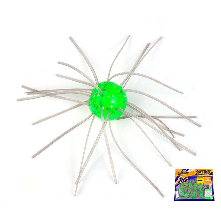 PROBEROS 12pcs /Bag 1.8g Sea Urchin Shaped Soft Baits Spider Dice Lure with Dynamic Tentacles for Bass Trout Crappie