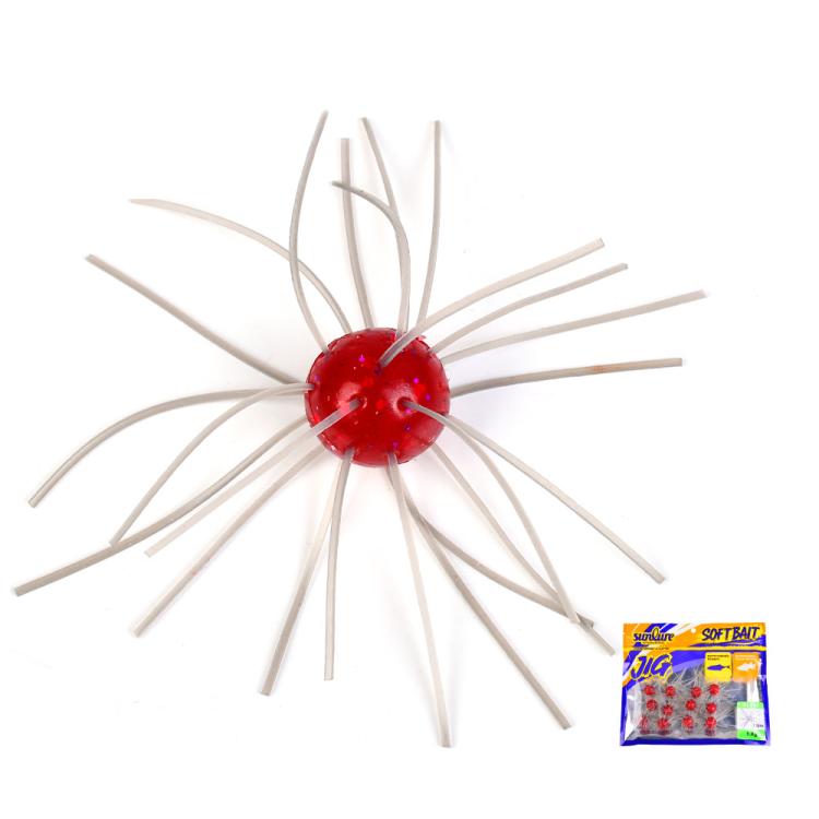 PROBEROS 12pcs /Bag 1.8g Sea Urchin Shaped Soft Baits Spider Dice Lure with Dynamic Tentacles for Bass Trout Crappie — C