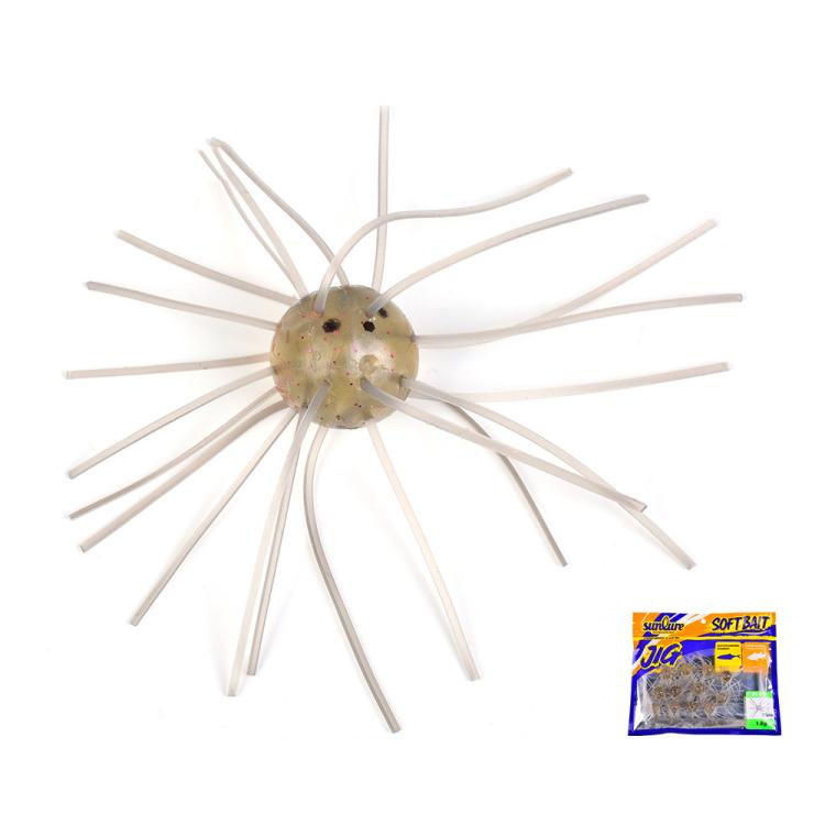 PROBEROS 12pcs /Bag 1.8g Sea Urchin Shaped Soft Baits Spider Dice Lure with Dynamic Tentacles for Bass Trout Crappie — D