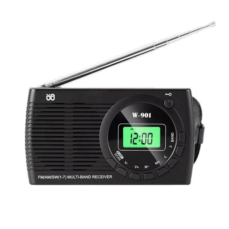 FM/AM/SW Multi-Band LCD Screen Clock-Controlled Stereo Radio — For EU