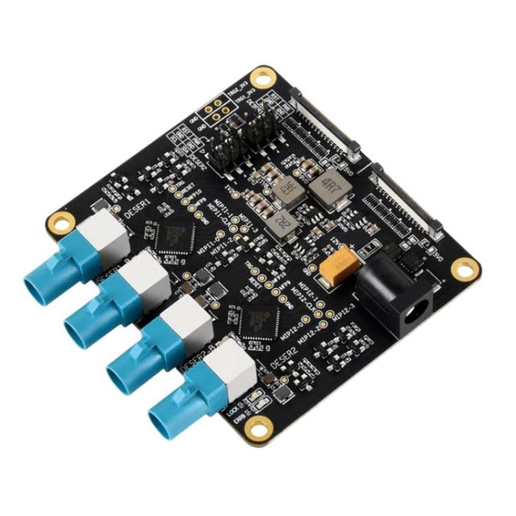 Waveshare 34128 4-Ch GMSL Camera Adapter Board, Equipped With MAX9296 Deserializer, For Raspberry Pi 5