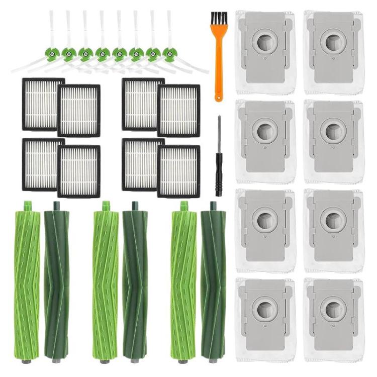 For iRobot Roomba i7 / i7+ / E5 / E6 Robot Vacuum Accessories Main Brush, Side Brush, Filter, 28 in 1