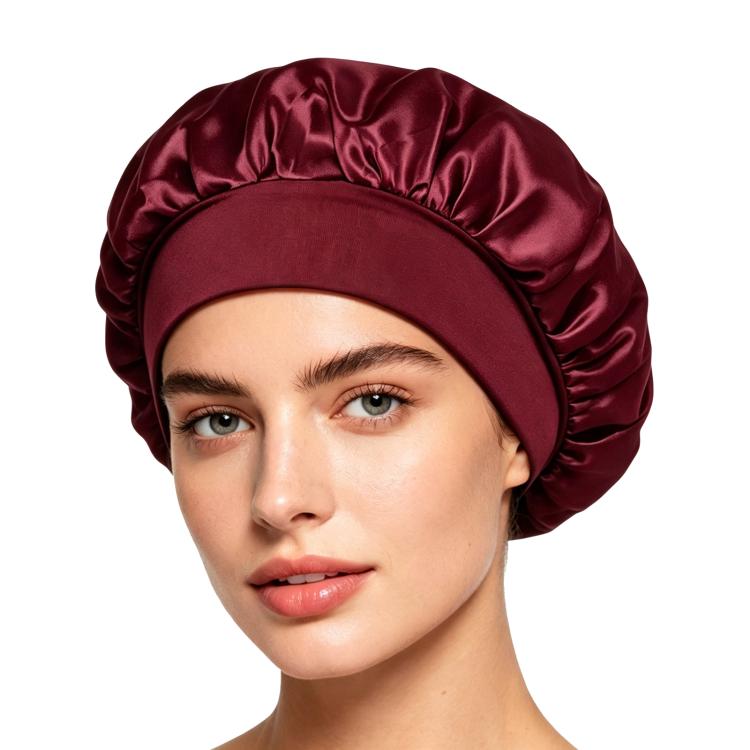 Adjustable Women Shower Cap Wide Brim Sleep Cap For Chemotherapy Hair Care — Dark Blue