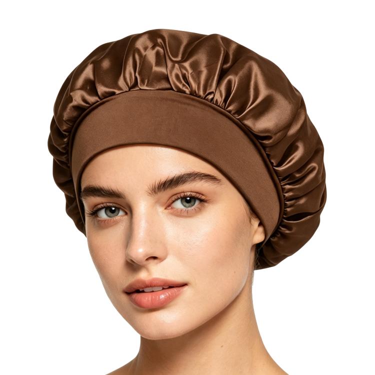 Adjustable Women Shower Cap Wide Brim Sleep Cap For Chemotherapy Hair Care — Red