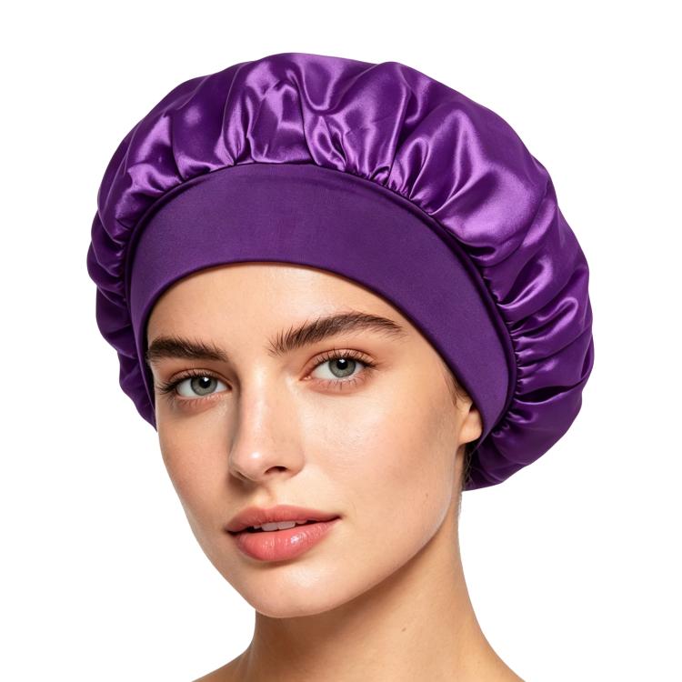 Adjustable Women Shower Cap Wide Brim Sleep Cap For Chemotherapy Hair Care — Coffee