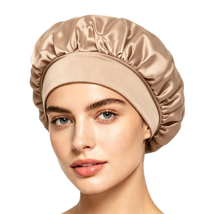 Adjustable Women Shower Cap Wide Brim Sleep Cap For Chemotherapy Hair Care — Purple