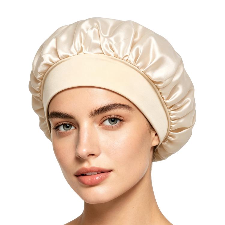 Adjustable Women Shower Cap Wide Brim Sleep Cap For Chemotherapy Hair Care — Green