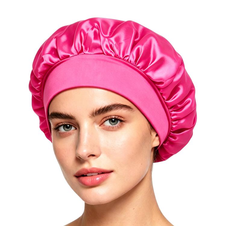 Adjustable Women Shower Cap Wide Brim Sleep Cap For Chemotherapy Hair Care — Blue