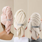 24x39 Inch Ultra Absorbent Hair Towel Wrap For Long Hair Large Waffle Weave Microfiber Drying Turban With Elastic Strap — view 6
