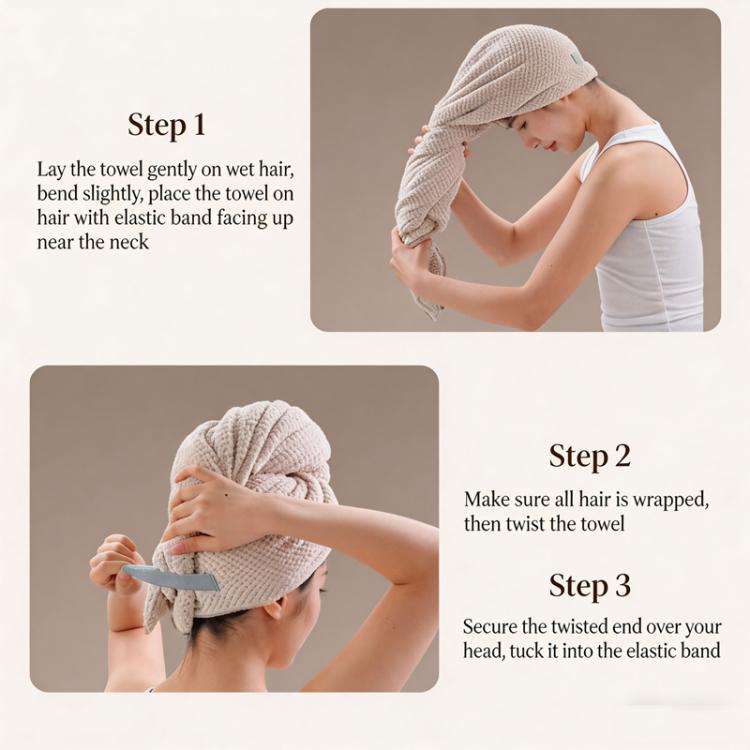 24x39 Inch Ultra Absorbent Hair Towel Wrap For Long Hair Large Waffle Weave Microfiber Drying Turban With Elastic Strap — view 10