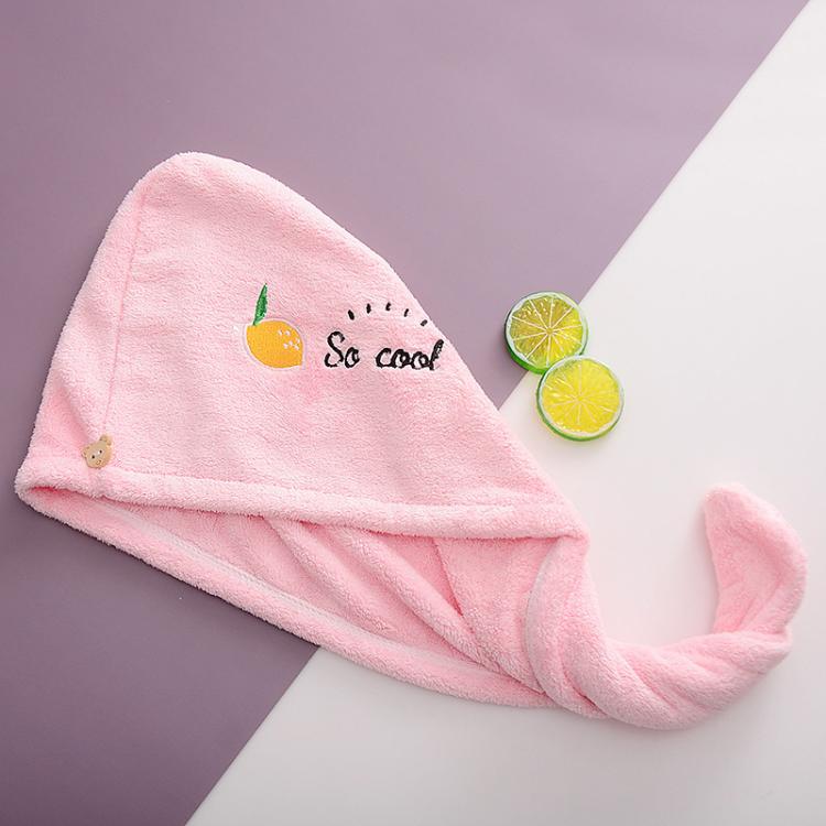 Microfiber Hair Towel Wrap For Women Super Absorbent Quick Dry Hair Drying Cap With Cute Embroidery Soft Coral Fleece Hair Turban — Blue