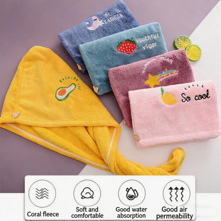 Microfiber Hair Towel Wrap For Women Super Absorbent Quick Dry Hair Drying Cap With Cute Embroidery Soft Coral Fleece Hair Turban — view 8