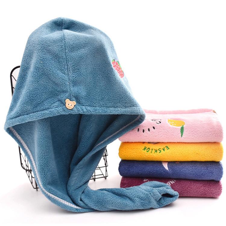 Microfiber Hair Towel Wrap For Women Super Absorbent Quick Dry Hair Drying Cap With Cute Embroidery Soft Coral Fleece Hair Turban — view 10