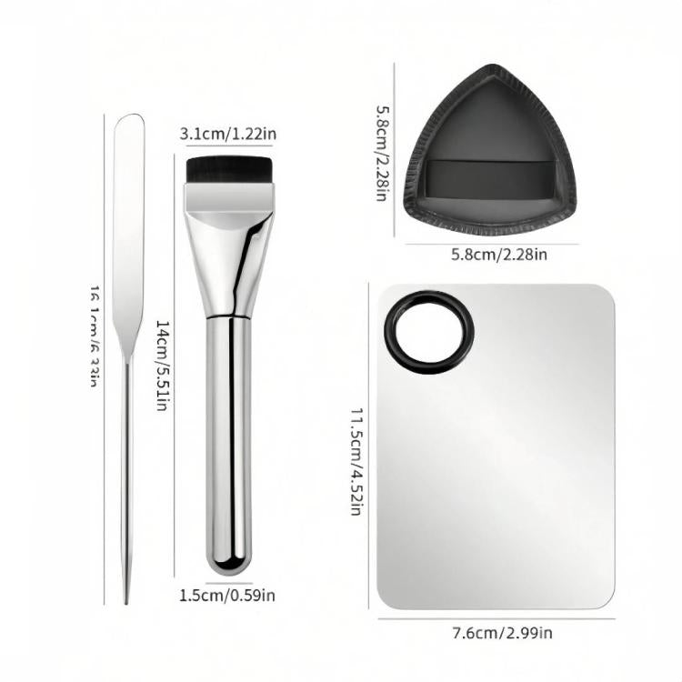 5 In 1 Makeup Foundation Spatula Set with Mixing Palette, Flat Top Foundation Brush and Powder Puffs Cosmetic Mixing Tool — view 5