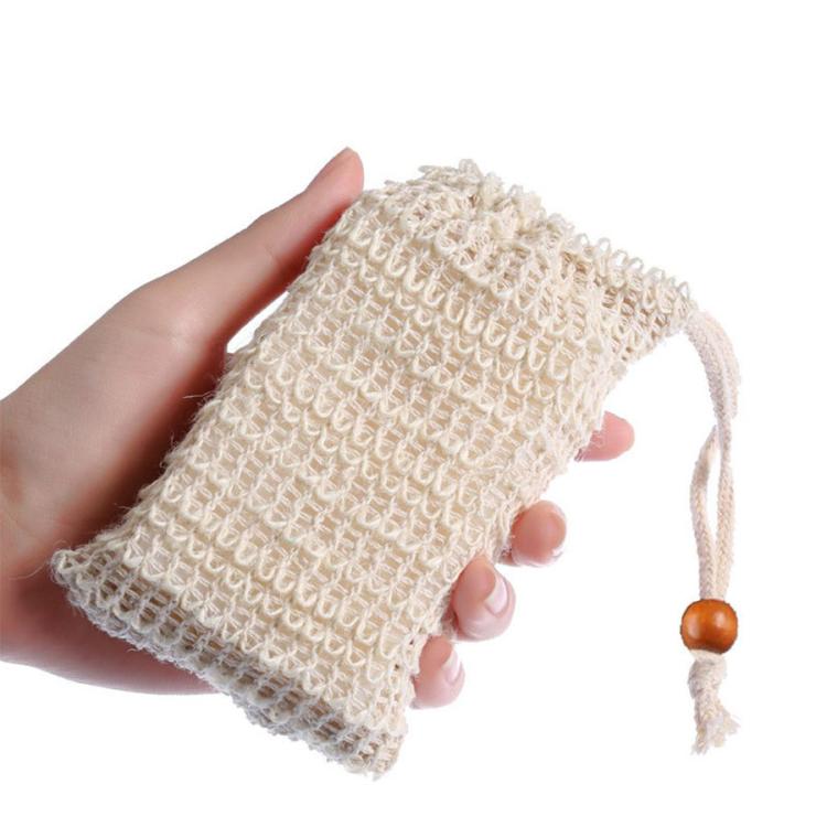 Soap Storage Bag Bath Soap Foaming Net — Cotton Linen Knotted