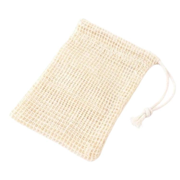 Soap Storage Bag Bath Soap Foaming Net — Cotton Linen With Wooden Beads