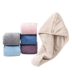 Thickened Absorbent Coral Fleece Hair Drying Cap — Brown