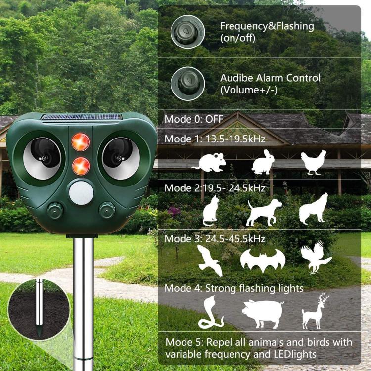 Five-speed Frequency-modulated Ultrasonic Outdoor Waterproof Solar-powered Animal Repellent — view 7