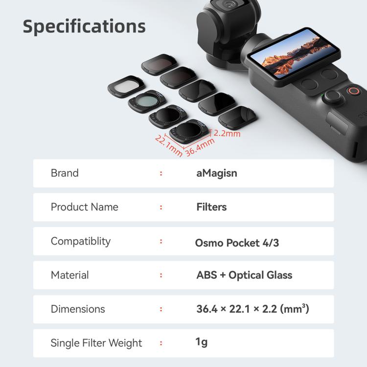 For DJI Osmo Pocket 4 / 3 aMagisn Magnetic Lens Filter