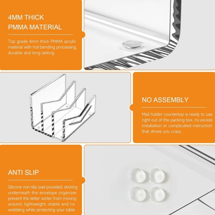 Acrylic 3-layer Letter Organizer/Card Sorting Clip for Home and Office Use — view 3