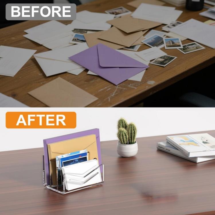 Acrylic 3-layer Letter Organizer/Card Sorting Clip for Home and Office Use — view 4