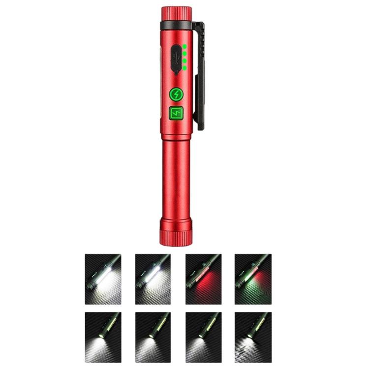 Multifunctional Dual Magnetic Pen Clip Flashlight, Outdoor Portable Inspection Work Pen Light — Green